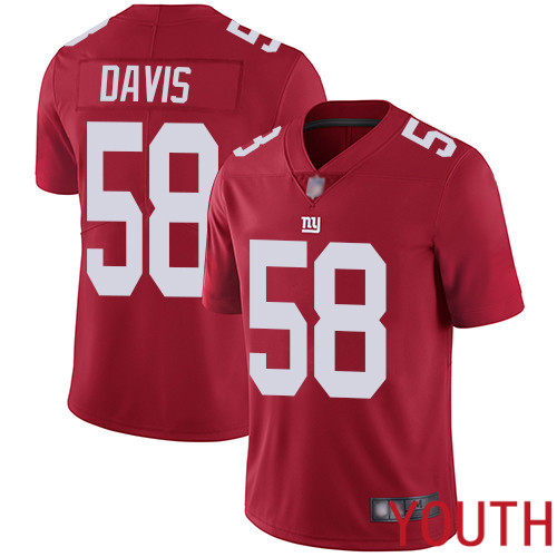 Youth New York Giants #58 Tae Davis Red Limited Red Inverted Legend Football NFL Jersey->youth nfl jersey->Youth Jersey